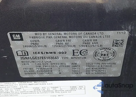 2014 Chevrolet Equinox 2Lt z USA, uszkodzony, nr VIN 2GNFLGE37E6183643